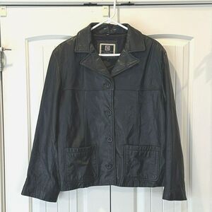 Women's Vintage Maurices Classic Black Leather Coat Size L
